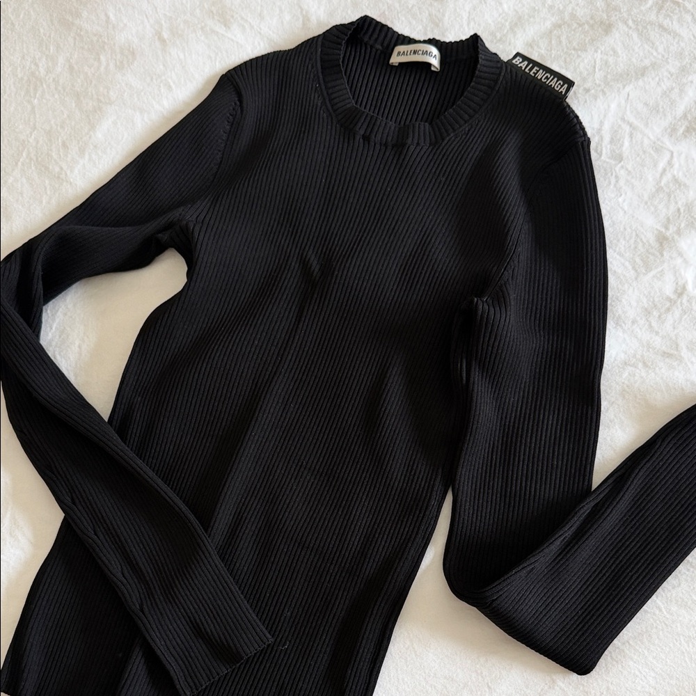 Balenciaga Black Ribbed Knit Top